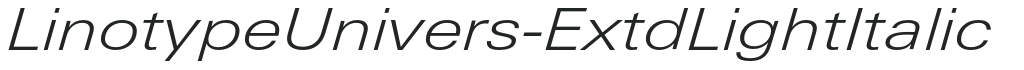 LinotypeUnivers-ExtdLightItalic letters preview